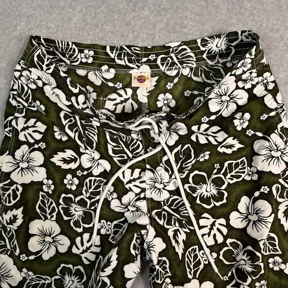 Hard Rock Hotel Las Vegas Mens Board Shorts Green White Hibiscus Floral Swim‎ 34